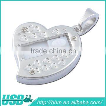 New arrival mini crystal heart usb stick 3.0 bulk usb memory disk