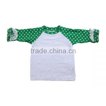 Wholesale 2016 Boutique Baby t Shirt Toddler Girls Striped Sleeve Raglan Shirt 3/4 Ruffle Sleeve Shirt photo-3