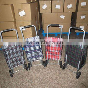 PE grid fabric folding shopping trolley bag,trolley bag