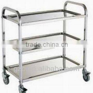 3 tier hotel restaurant fshiny stainless steel fast food and wine trolley/equipment