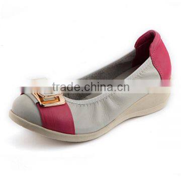 Dongguan factory two color lady fashion height hidden shoe genuine leather handmade shoes