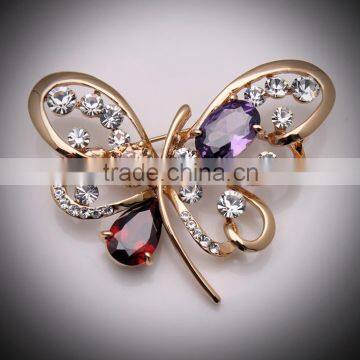 Elegant Animal Shape Butterfly With Crystal Women Costume Brooch Pins