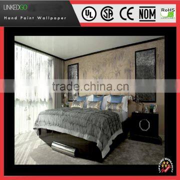 luxury hotel silk decoration wallpaper install hotel interior hall