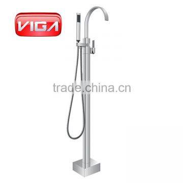Traditional Bath Shower Mixer Dual Handles Floor Stand Faucet photo-5