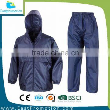 190T Polyester/Pvc coating Rainproof rainsuit Jacket and Pant