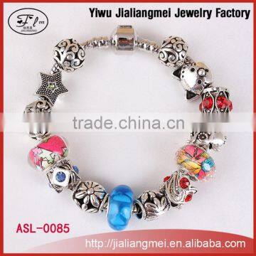 Womens Charm Bracelet Bangle Hot Fashion Glaze Beads Rhinestone Bracelets