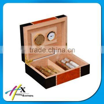 Shiny Gloss Lacquered Screen Printing Logo Cigar Box for Family Use