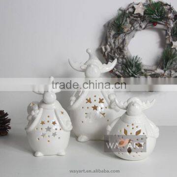 Ceramic Christmas Candle Holders With Reindeer Shaped