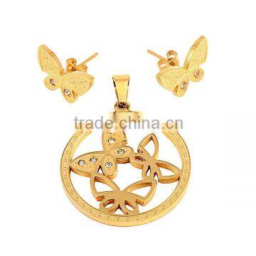 SRS0049  China Gold Plated Stainless Steel Butterfly Jewelry Set