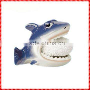 Animated scary shark shaped ceramic sponge soap holder