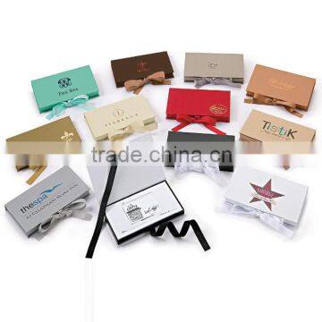 Fashion book shape cardboard packaging box / paper jewelry packaging box with ribbon closure