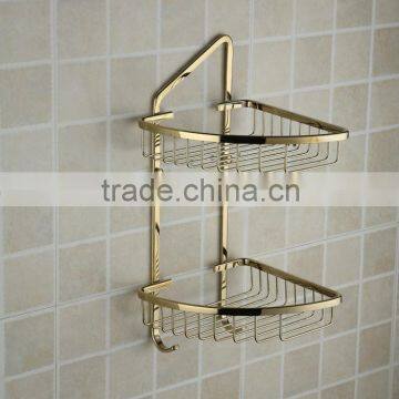 Antique Brass storage holder, Triangle Bar Shelf Bathroom Rack,Two Layer Space Bathroom Accessories