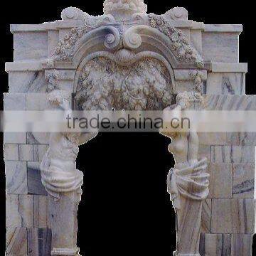 white marble stone door surrounding with sculpture