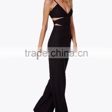 Trendy Top Sale Spaghetti Strap v Cut Out Bandage Long Black Sexy Jumpsuits for Woman photo-5