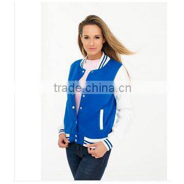 Wholesale female Lush blue color varsity jackets