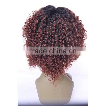 Two Tone Color Afro Kinky Curly Brazilian 1b/#30 Ombre Lace Front Wig photo-2