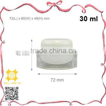 30ml bright screw on white cap clear empty acrylic Jar