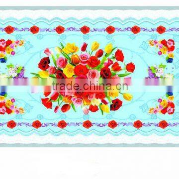 Newest transparent printed flowers all-in-one plastic table cloth piece/roll