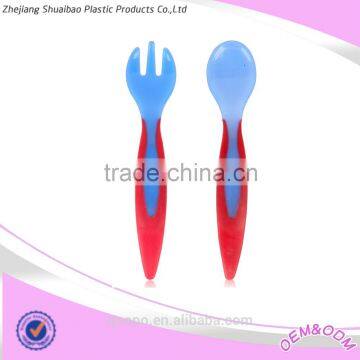 B093 pp spoon with rubber TPR handle safe baby feeding spoon set