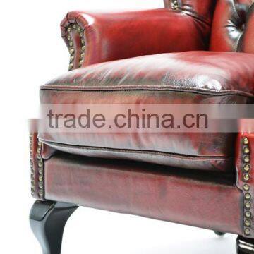 Antique Leather Club Wing Chair photo-4