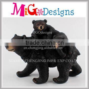 Resin Garden Decoration Black Bears Family Sculpture Wholesale