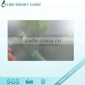 Customized clear PVC business card/Transparent plastic business card/clear business card