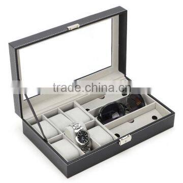 Chinese factories wholesale custom PU leather jewelry box, black 6 gift boxes, glasses box