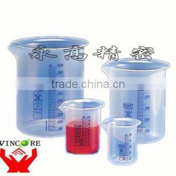 Transparent plastic beaker