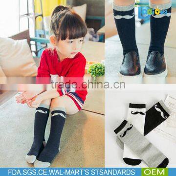 factory wholesales girls mustache baby socks cotton knee high socks