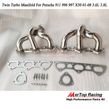 MerTop Race Twin Turbo Manifold For Po** 911 996 997 X50 01-08 3.6L 3.8L