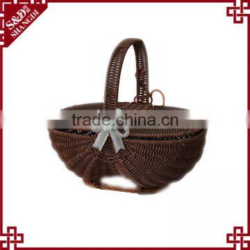 S.D Washing Plastic Rattan Fruit and Gift Basket With Single Handle