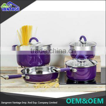 High Quality Stainless Steel Cooking Pot Color Coating Wholesale Cookware With Glass Lid photo-2