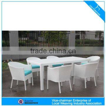 F-2107+687 space-saving white rattan furniture high end palace dining set