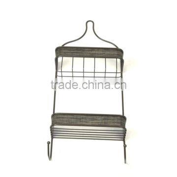 Wall Mounted Shampoo Rack With Two Hooks photo-3