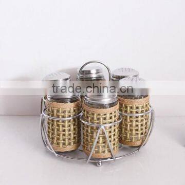 6pcs glass salt and pepper shaker with metal cap