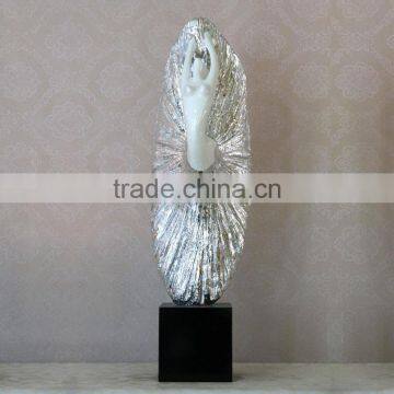 Modern Style White Gold Painted Resin Naked Dancing Lady Sculpture