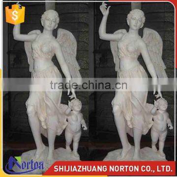 Life size white marble angel and cherub statue for decoration NTMS-021LI