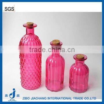 300ml portico vertical stripe colored glass bottle with wooden cork