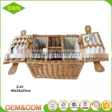 2017 new design wicker wine picnic basket for 2 person