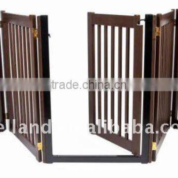 Free Standing Walk Through 5 Panel Wood Pet Gate / Folding dog gate with 4 panels(32H, 108W) -E