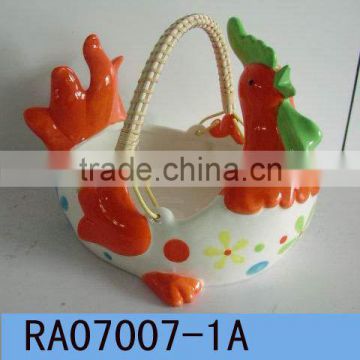 Ceramic easter gift, cock candy holder,fruit basket