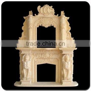 hand carved indoor overmantel artificial marble fireplace surround