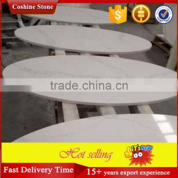 White Calacatta Gold Marble Surface Quartz Stone Round Dining Table Top photo-5