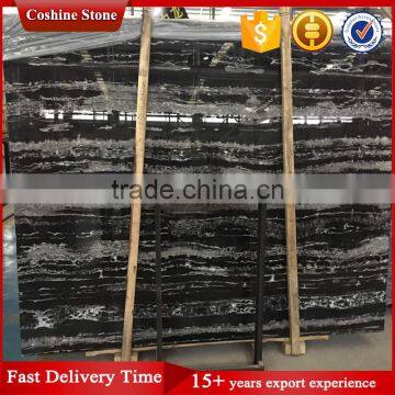 Silver dragon black marble slab with white veins