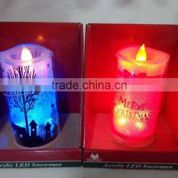 Plastic LED Battery Operated Printing Christmas Candle Decoration photo-2