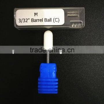 Polishing Drill Barrel Ball Total Length 40MM Medium Type Head Blade Diameter 13MM White Ceramic Burr for Nail