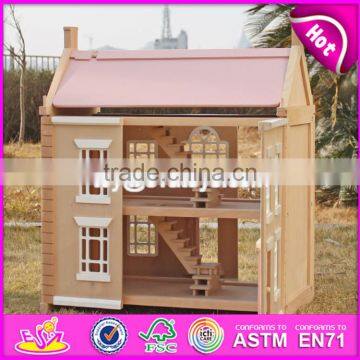 2017 New design lovely wooden girls dollhouse for sale W06A237