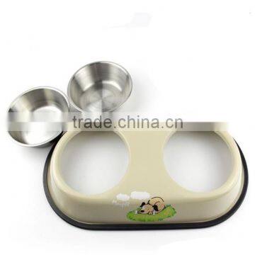 Popular Design Wholesale Double Pet Bowl Colorful Multiple Pet Feeder Bowl 12cm/14cm photo-3