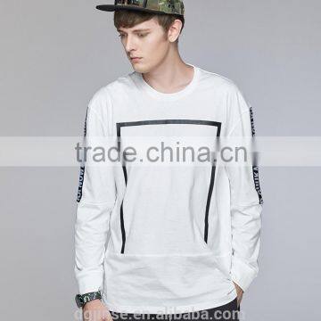 The new design fashion young boy streetwear personality latest design cotton longline crewneck sweatshirt for men