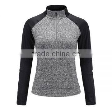 Custom Cationic Sports Wear Women Half Zip Pullover Gym Shirts